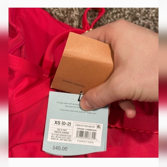 NWT Shade And Shore Redish Rose One Shoulder Flower Swimsuit - Picture 11 of 11